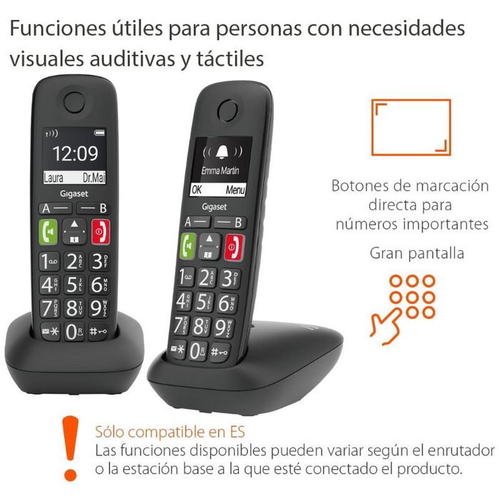 Gigaset E290 Duo Teléfono Inalámbrico Negro